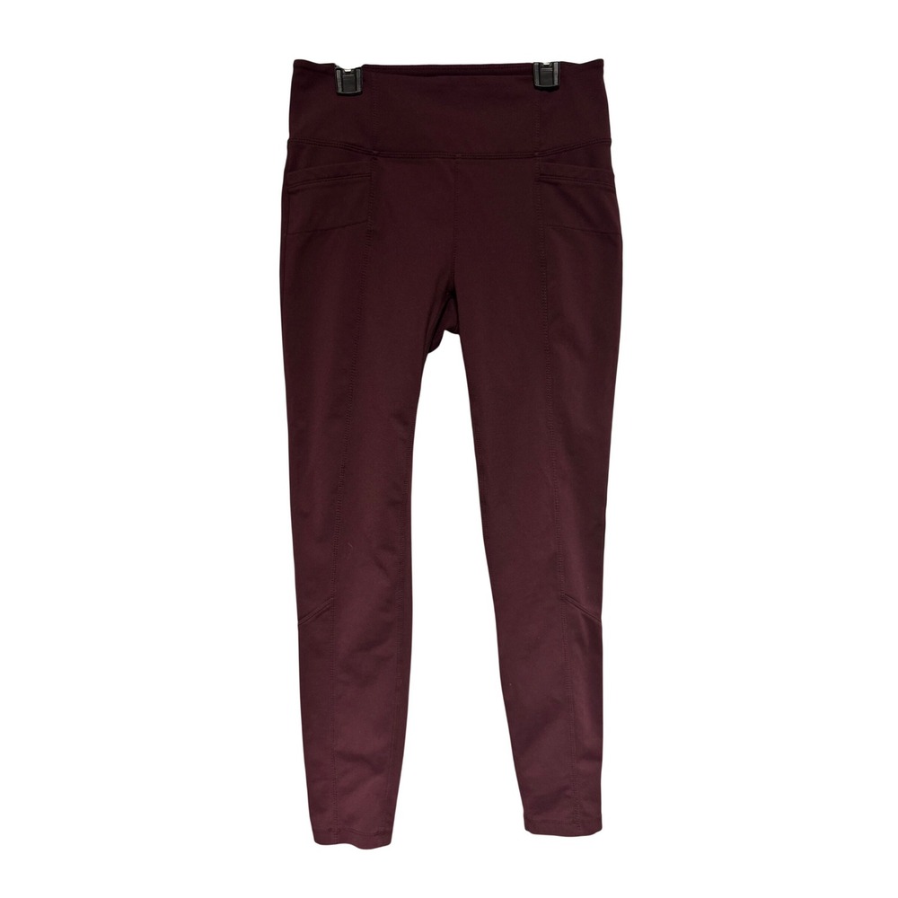 Athleta Womens Burgundy Supplex Nylon Lycra Spandex Pockets Leggings Medium